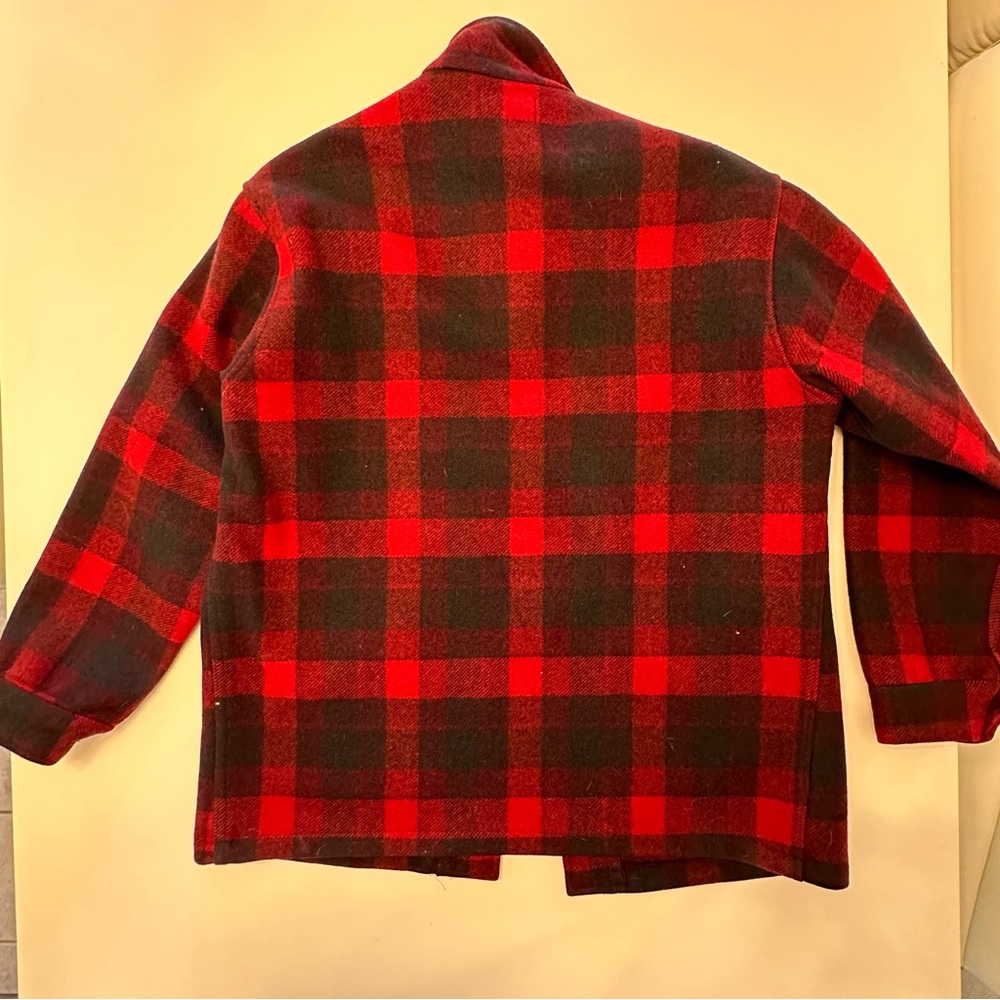 PENDLETON 100% wool red black buffalo plaid vintage hunter's jacket large - Picture 6 of 6